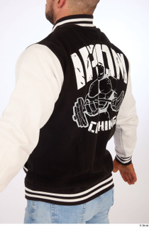 Duncan black white varsity jacket casual dressed upper body 0004.jpg